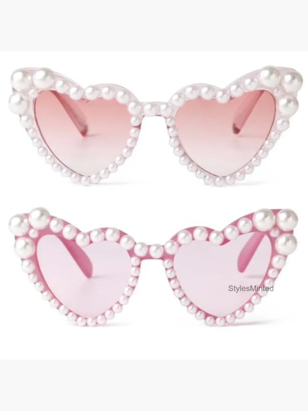 Heart Shaped Pearl Sunglasses Cat Eye Bling UV400 Protection for Kids